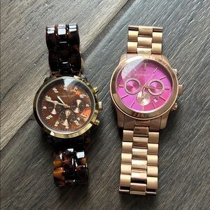 Michael Kors Pink and Brown Watch Set